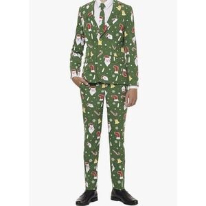 OppoSuits 14Y Christmas 3 Piece Suit SantaBoss Santa Candy Cane Tie Blazer Pants